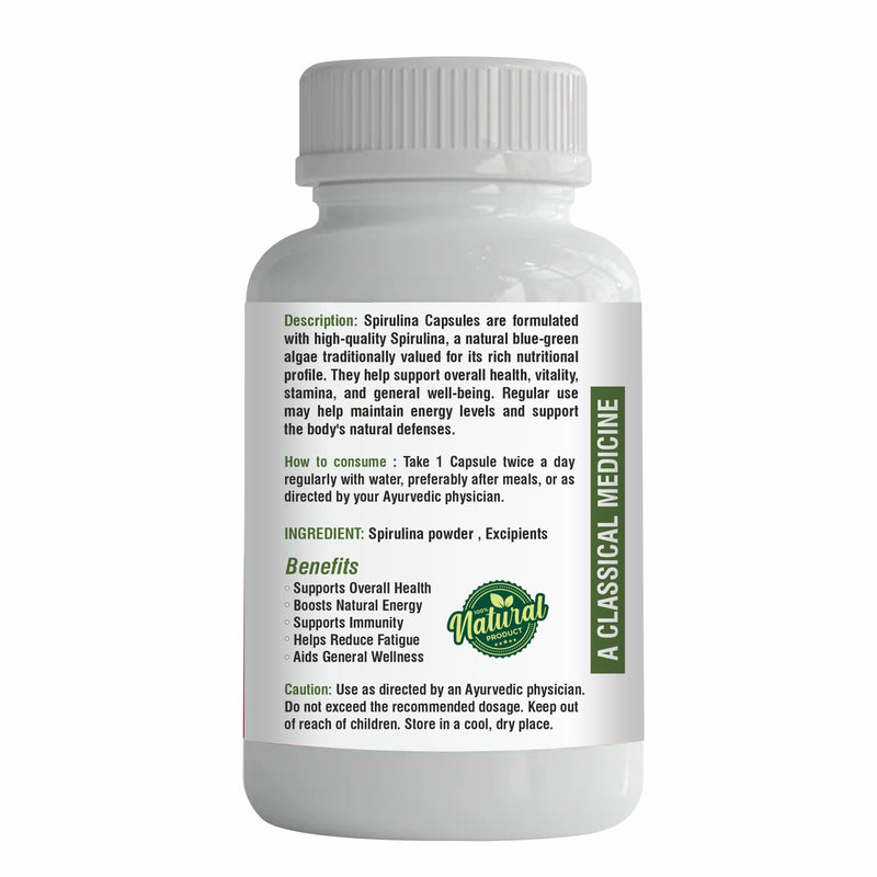 Dr. Kaiwart Organic Spirulina Capsules 500mg – Natural Immunity Booster, Energy & Detox Support Supplement 60-Capsules (Pack of 2)