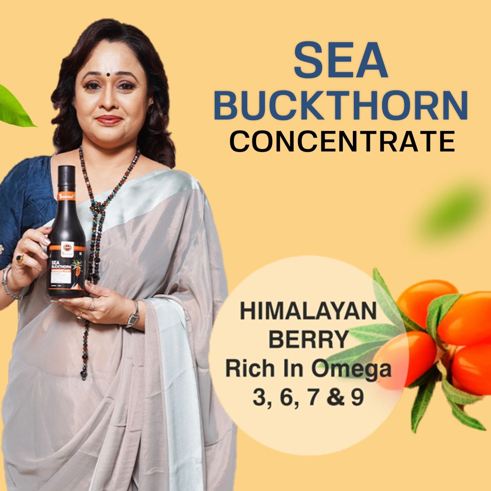 Srishma Sea Buckthorn Concentrate Pack Of 2 – 100% Natural Himalayan Berry Juice | Rich in Vitamin C & Antioxidants - Set Of 2