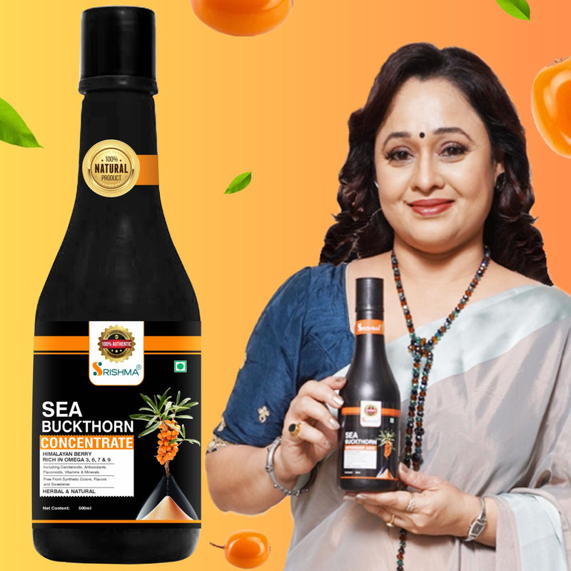 Srishma Sea Buckthorn Concentrate Pack Of 2 – 100% Natural Himalayan Berry Juice | Rich in Vitamin C & Antioxidants - Set Of 2