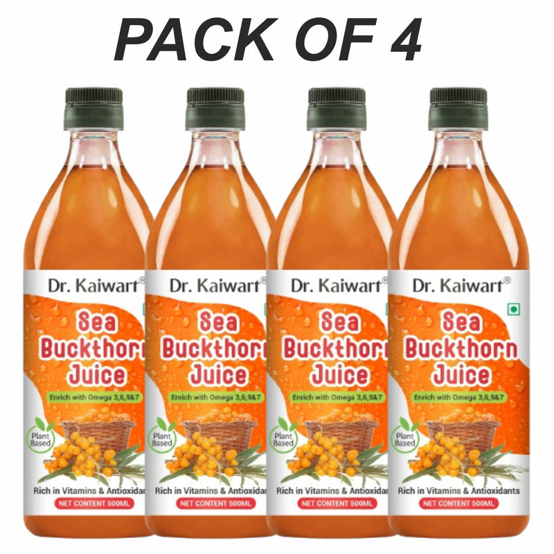 Dr. Kaiwart Sea Buckthorn Juice 500ml (Pack of 4) – Rich in Omega 3, 6, 7 & 9 | Natural Immunity & Antioxidant Support
